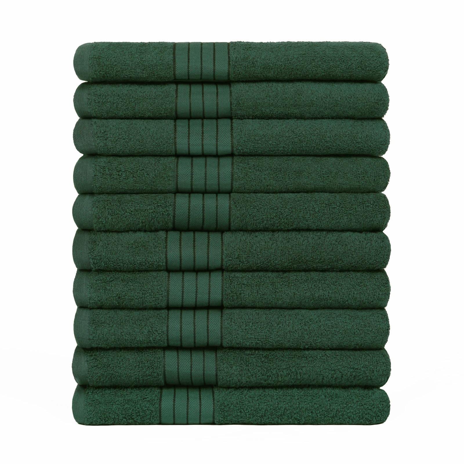 Brentfords Luxury 10 Pack of 100% Cotton Bath Sheet Bathroom Absorbent Bordered Extra Large Jumbo Towel Quick Dry, 90 x 150cm - Forest Green โ image 1