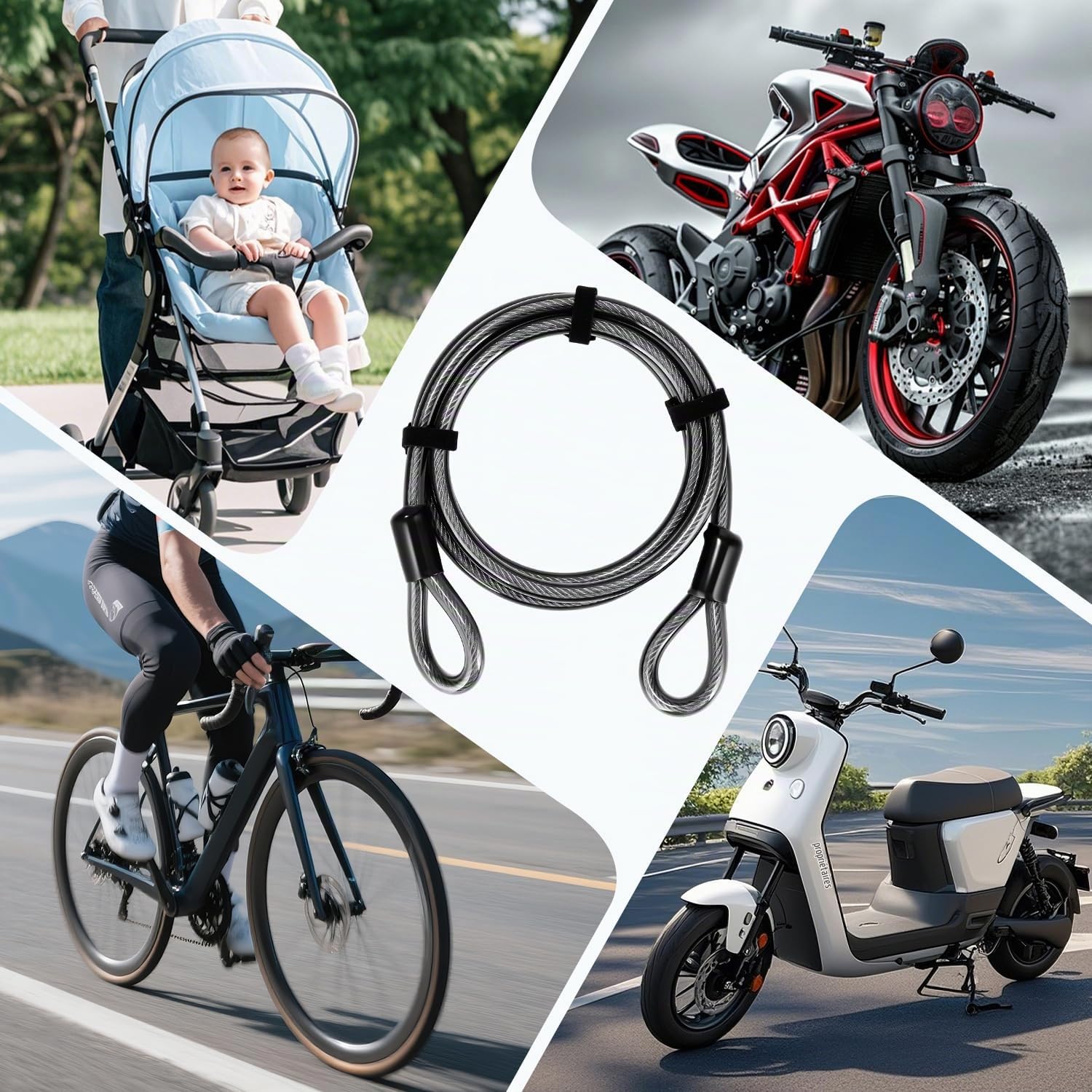 Antivol de Vélo Câble, câble à Boucle Cobra 2.1 mètres, Ø 12 mm, Câble antivol pour Cadenas, Antivol à Disque et Antivol en U pour vélo Moto Meubles de Jardin