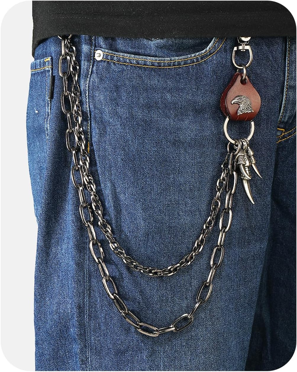 Heavy Pirate Carabiner Pants Chain: Pocket Jean Chain for Biker, Punk Goth Rockstar Accessories