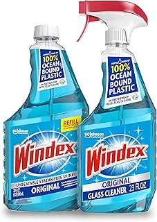 Sponsored Ad - Windex Original Blue Glass and Window Cleaner Bundle - Includes a 23 fl oz Spray and a 32 fl oz Refill, Bot...