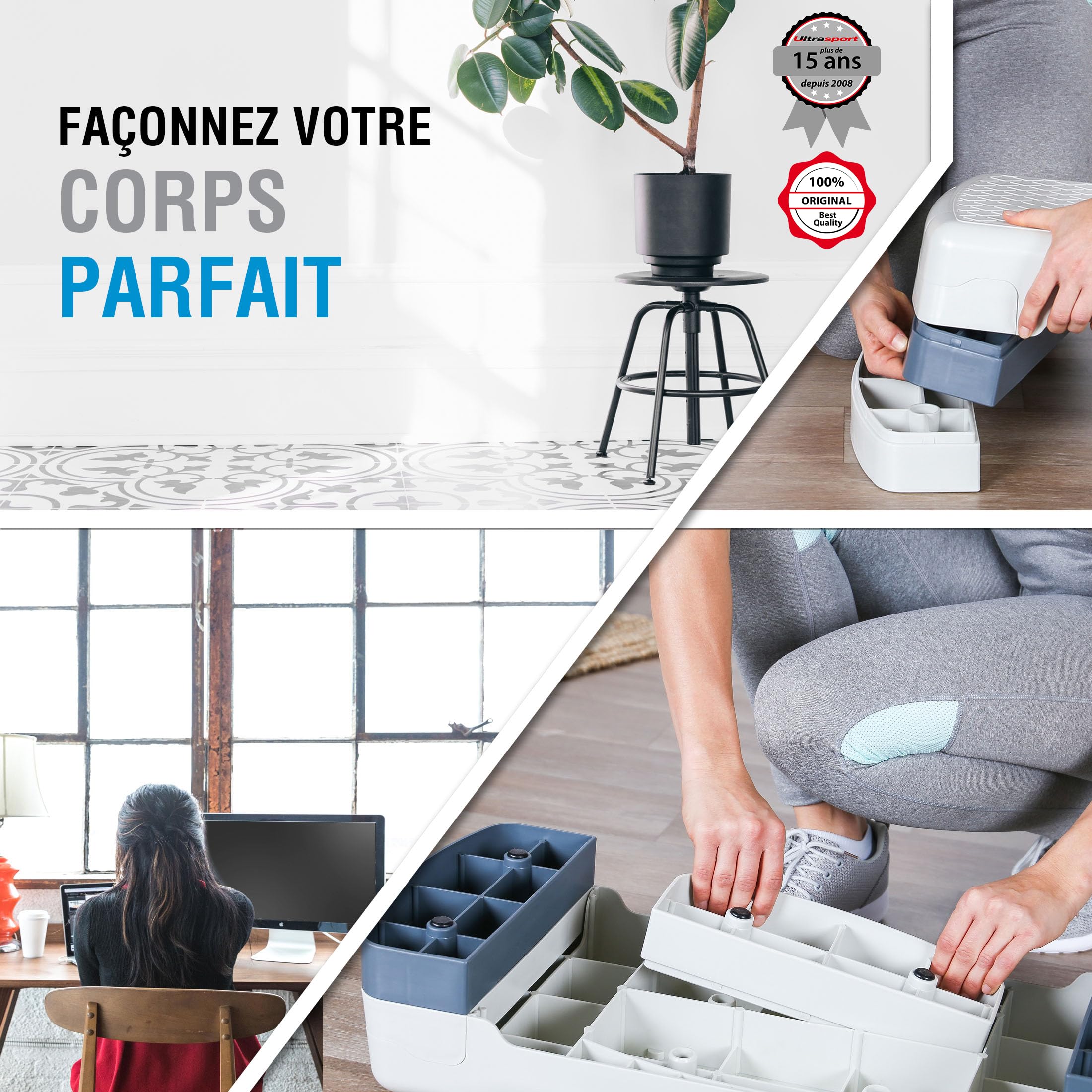 Ultrasport Planche aérobic, Diverses Couleurs, Planche Marche, Equipement Exercice, Planche Exercice, Equipement Fitness Multifonctionnel, Planche Fitness, Hauteur réglable, Home-Stepper, Stepbench