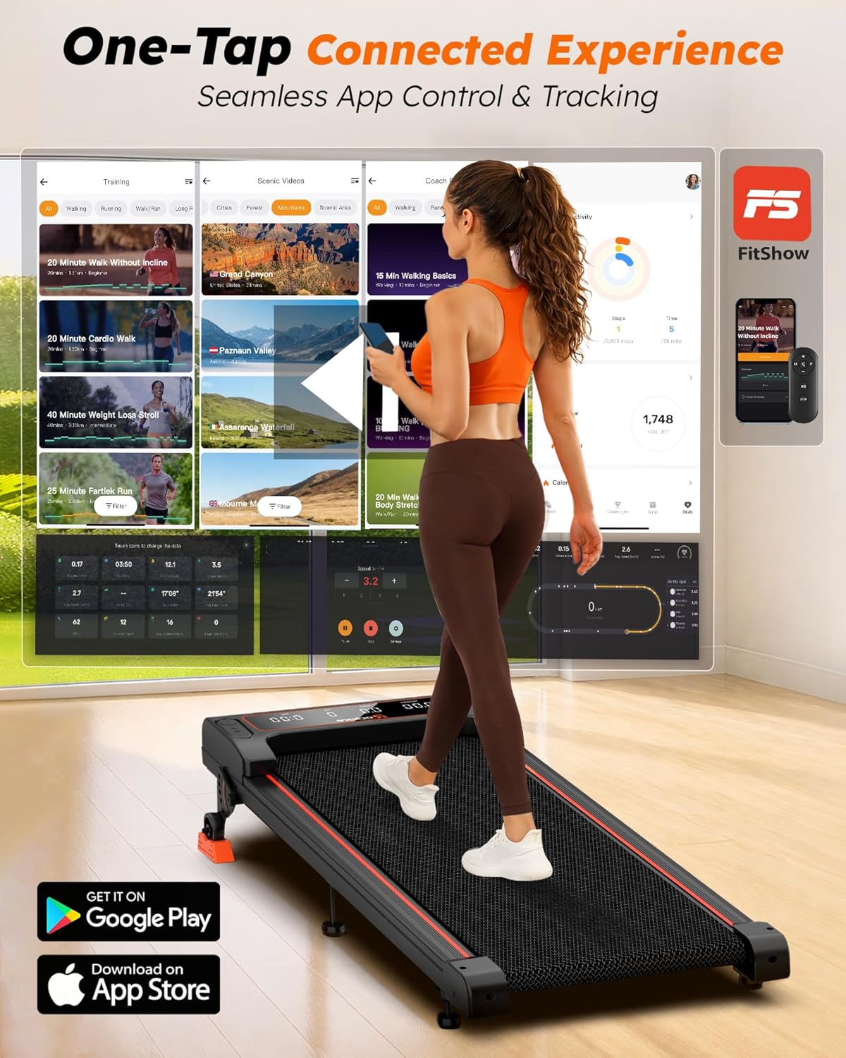 Walking Pad Treadmill with Incline 9% & Decline -4%, Under Desk Treadmill for Home, Quiet BLDC EvoDrive, Full Metrics Display, NeoFloat Quad Cushioning, Portable Compact for Small Spaces image 6