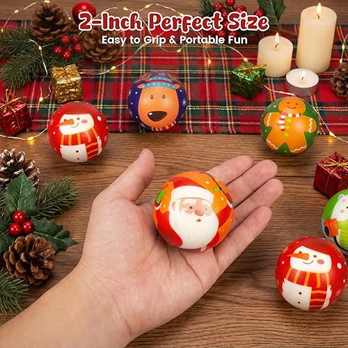 Miniatura 2 de AMOR PRESENT 16 bolas antiestrés de Navidad para niños, juguetes para apretar, bolas sensoriales antiestrés, juguetes fidget, rellenos para