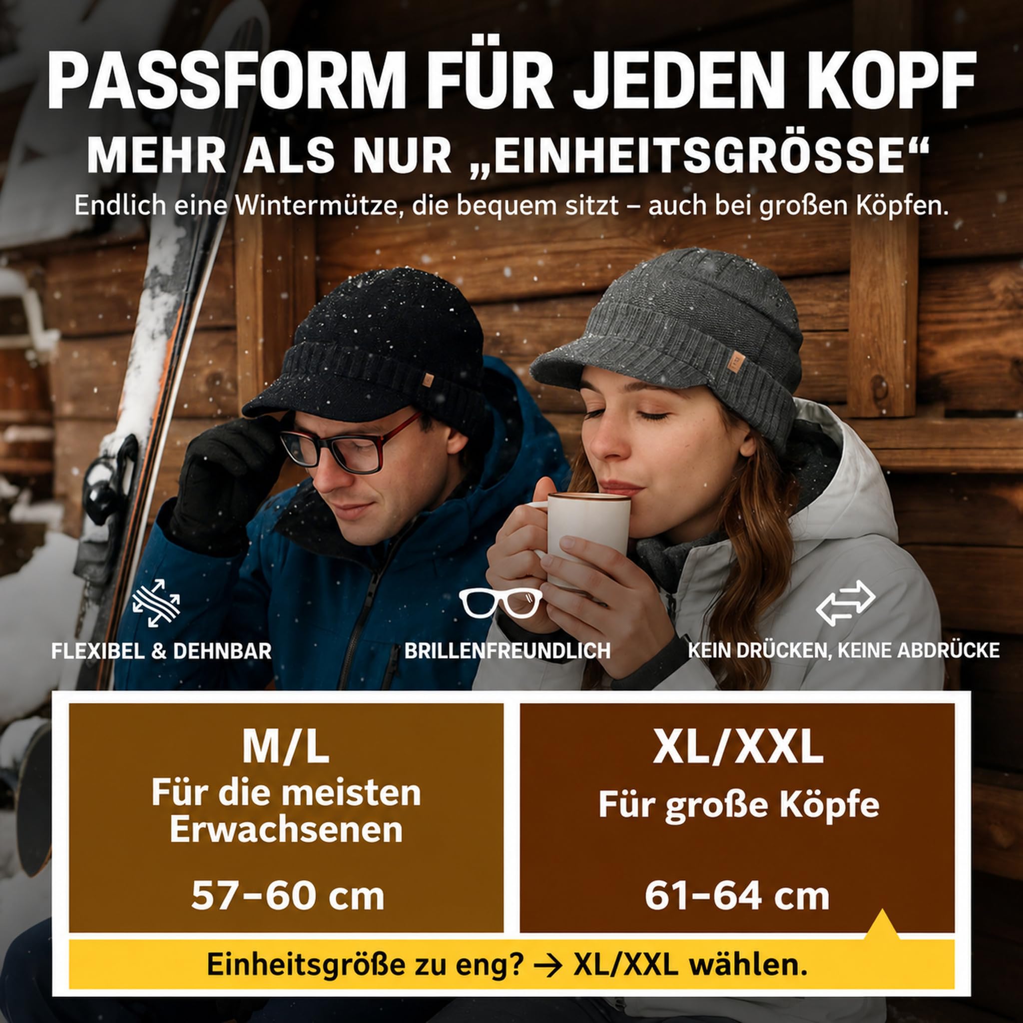 DryKnit Wasserdichte Schirm-Beanie aus 80 % Merino mit Polartec-Fleece