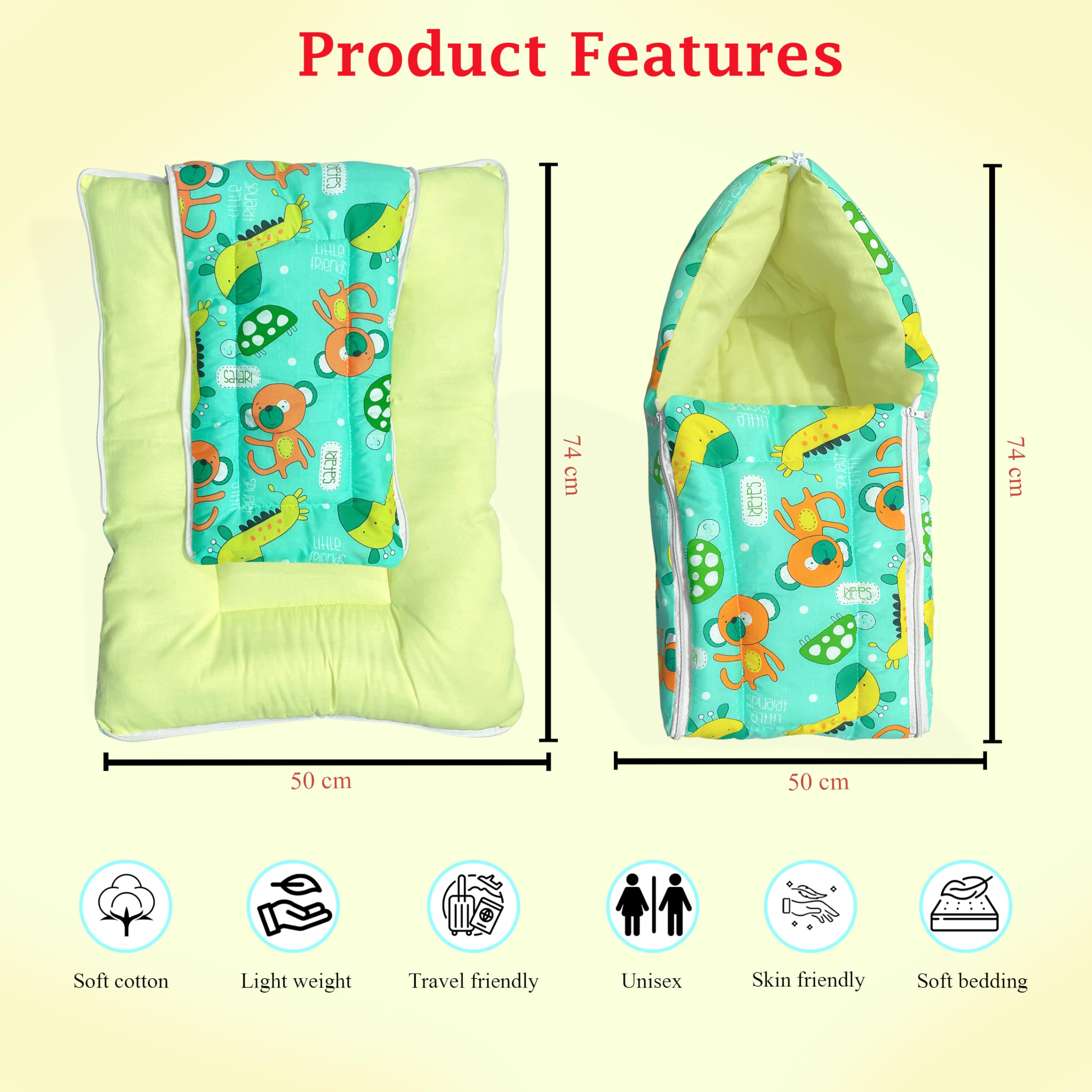 MOM & SON Baby Sleeping Bag for Newborns Soft & Cozy Infant Carry Nest | 3-in-1 Baby Wrapper, Sleeping Sack & Carrier | Sleeping Pod | Baby Bedding Set, Baby Portable Bassinet (0-6 Months, Green) - Image 7 thumbnail