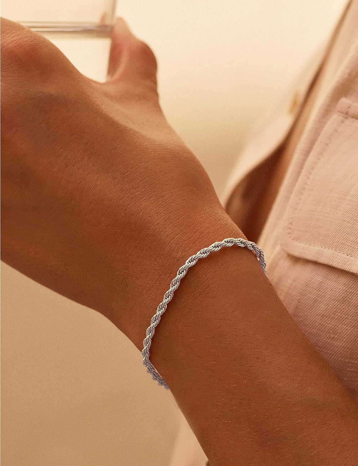 nometo 925 Sterling Silver Rope Chain Bracelet Box Chain Bracelet 2mm3mm5mm Silver/Gold Plated Bracelet for Men Women Silver Bracelet 6.5-9 Inches - Image 4