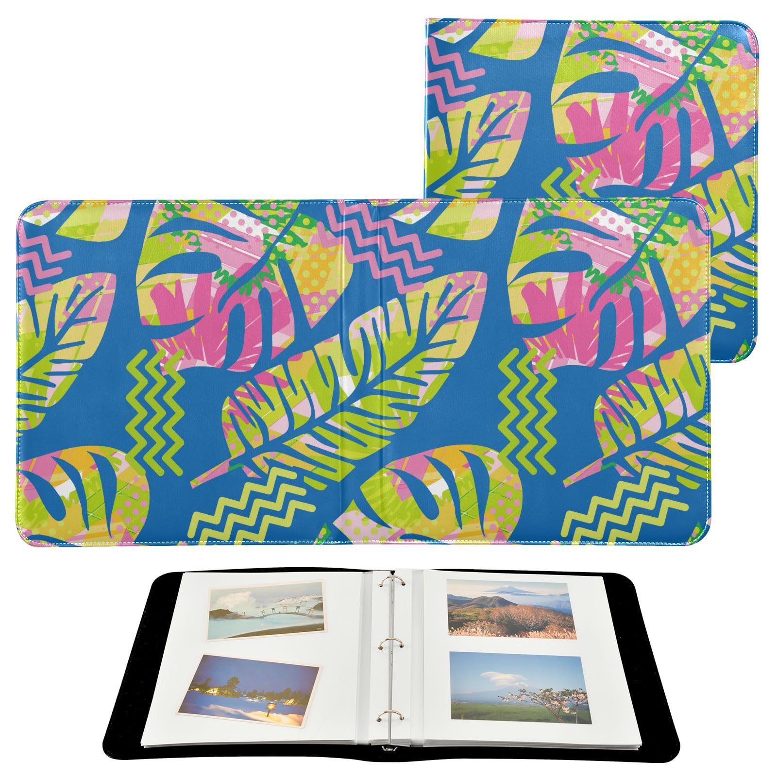 Álbum de fotos para fotos, páginas autoadhesivas, estantería, álbumes de fotos, álbumes familiares para fotos, 4 x 7 pulgadas, hojas de plam, color morado