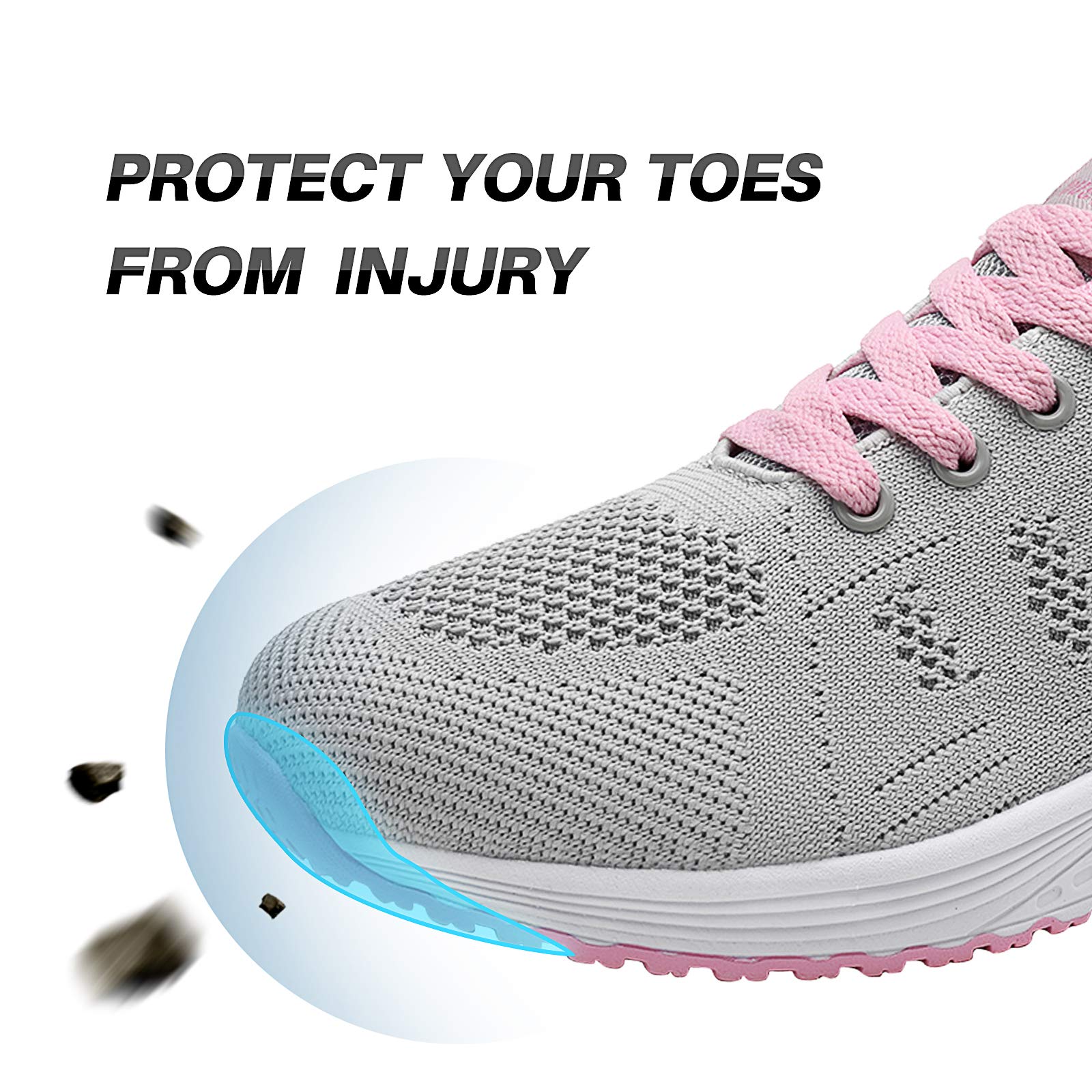 Sneakers Women Breathable Running Shoes Women Sports Shoes Athletic Lightweight Flat Lace Up Black Blue Pink 35-44 EU - 4