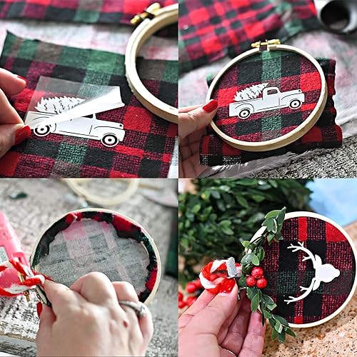 Miniatura 3 de Similane 12 aros de bordado de 3 pulgadas, aro de bambú para bordado y punto de cruz, mini aro de bordado perfecto para decoración de bricolaje