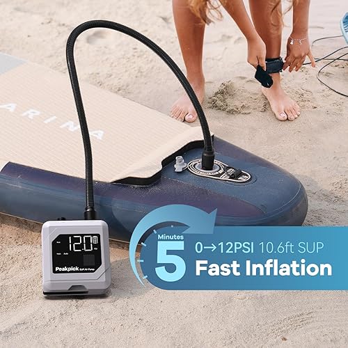 Miniatura 2 de 20PSI Electric Paddle Board Pump, Rechargeable Battery-Powered, Intelligent Dual Stage Inflation & Deflation, Auto-Off SUP Air Pump for Stand Up