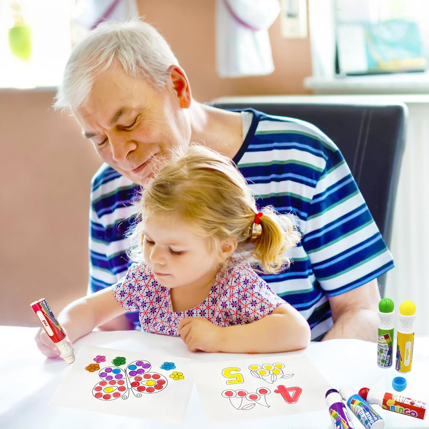 Yuanhe Bingo Daubers Dot Markers - Panit Dotters Dabbers Bulk Mixed Colors Set of 48 Pack-12Colors