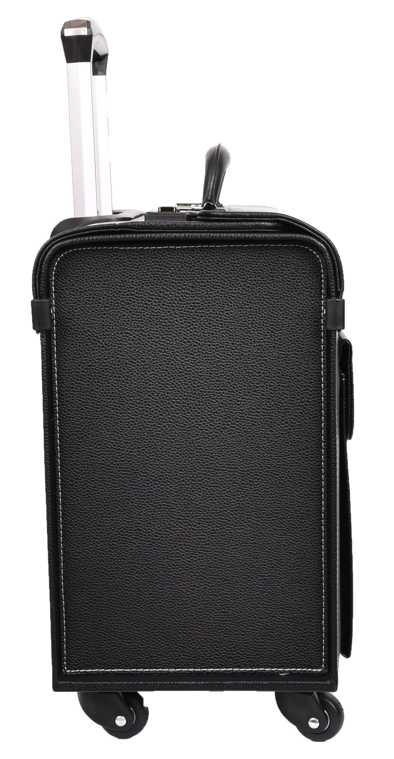 A1 FASHION GOODS Valise à roulettes en simili cuir, 4 roues, taille cabine double verrouillage, sac de voyage d'affaires Aero, Noir , L, Pilot Case Grande mallette de cabine