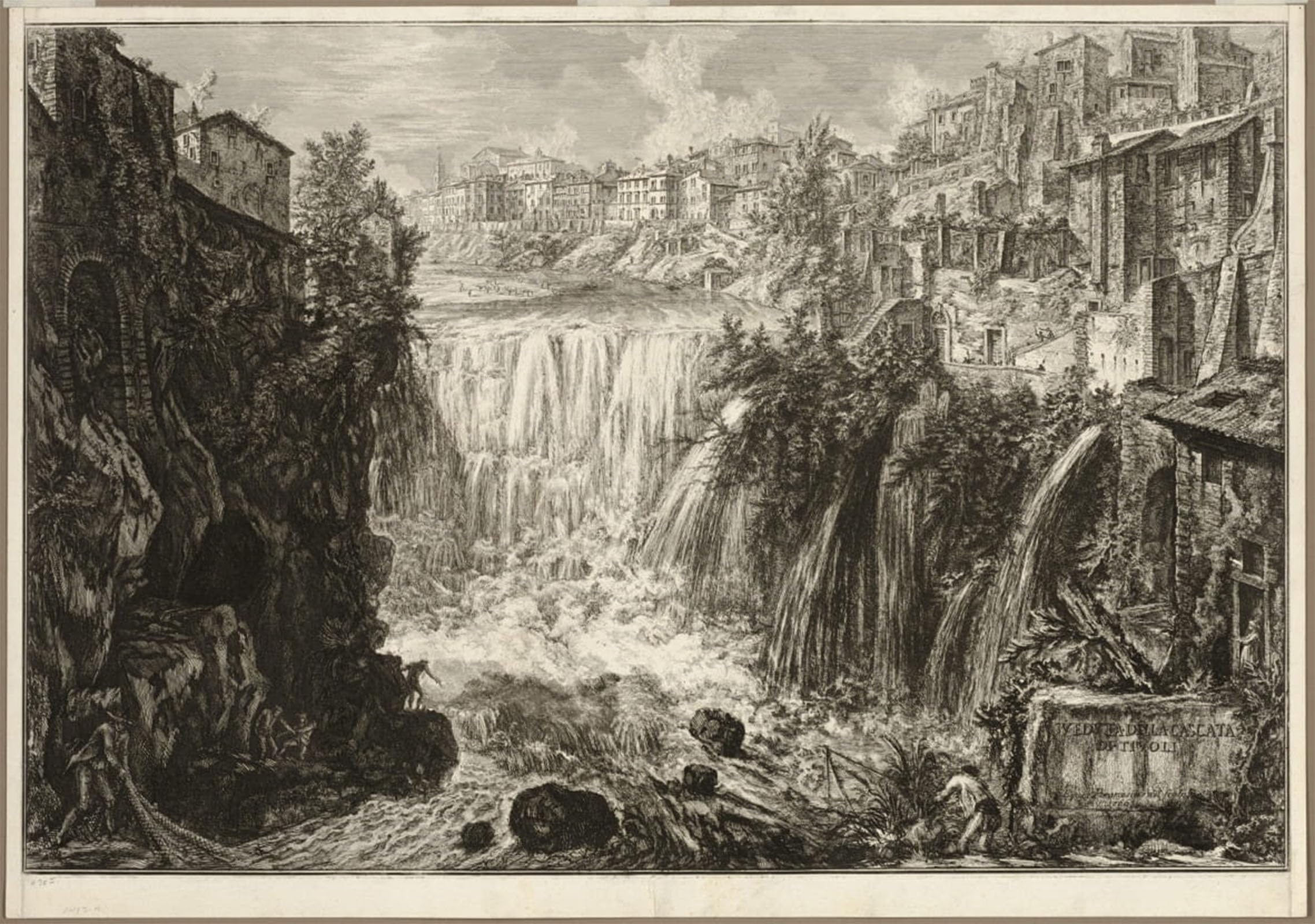 Posteriik No Frame Famous Modern Artwork Art Mural View Of The Grand Cascade At Tivoli By Battista Piranesi Oil Paintings Pictures For Home Decor 60X90cm