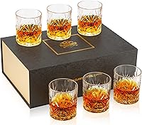 Vista 1 de KANARS Juego de 6 vasos de whisky Bourbon Vasos de cristal únicos para whisky escocés, vodka, coñac y whisky irlandés Vaso pesado de 10 onzas