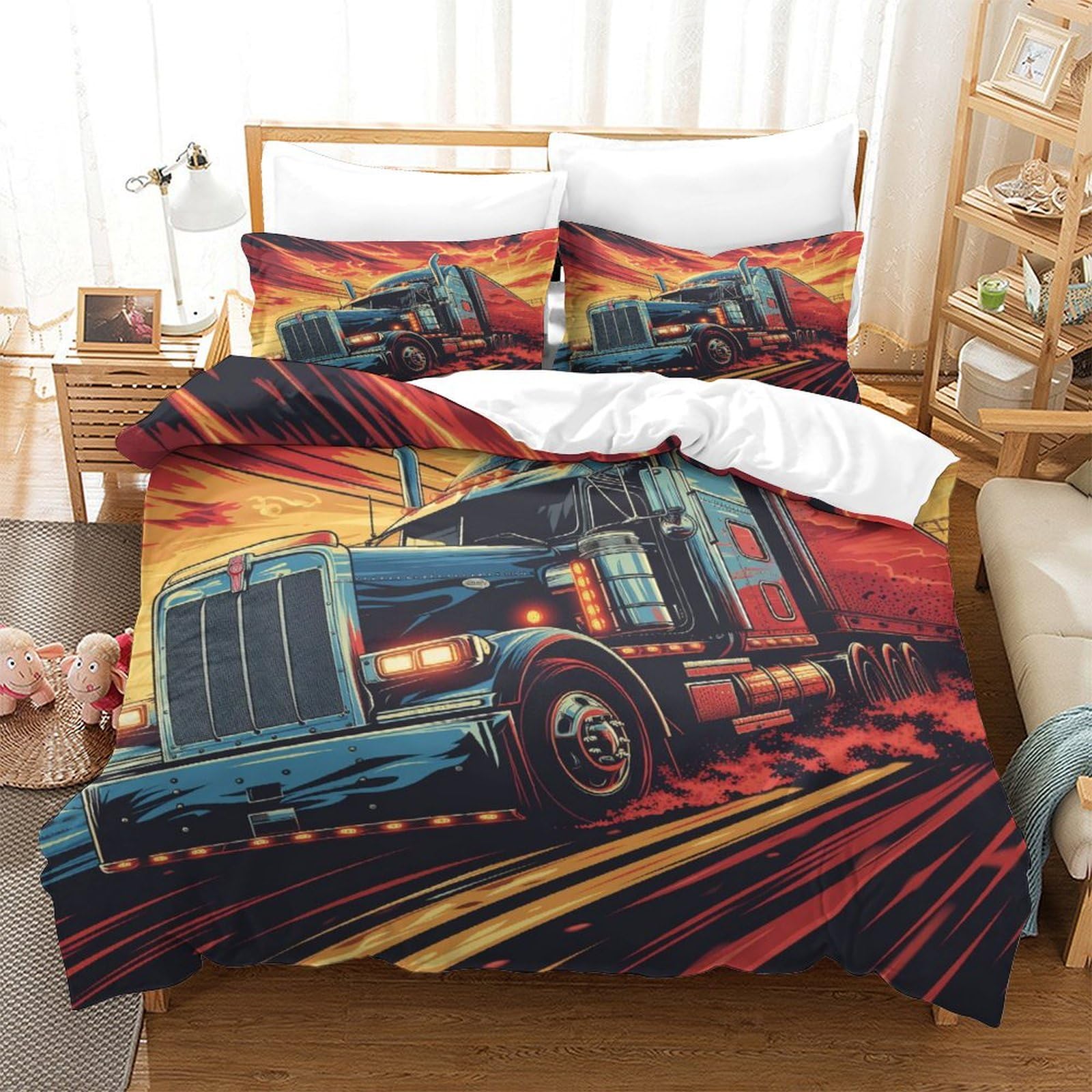 Housse de couette camion Super King 260x220 cm avec taies en microfibre