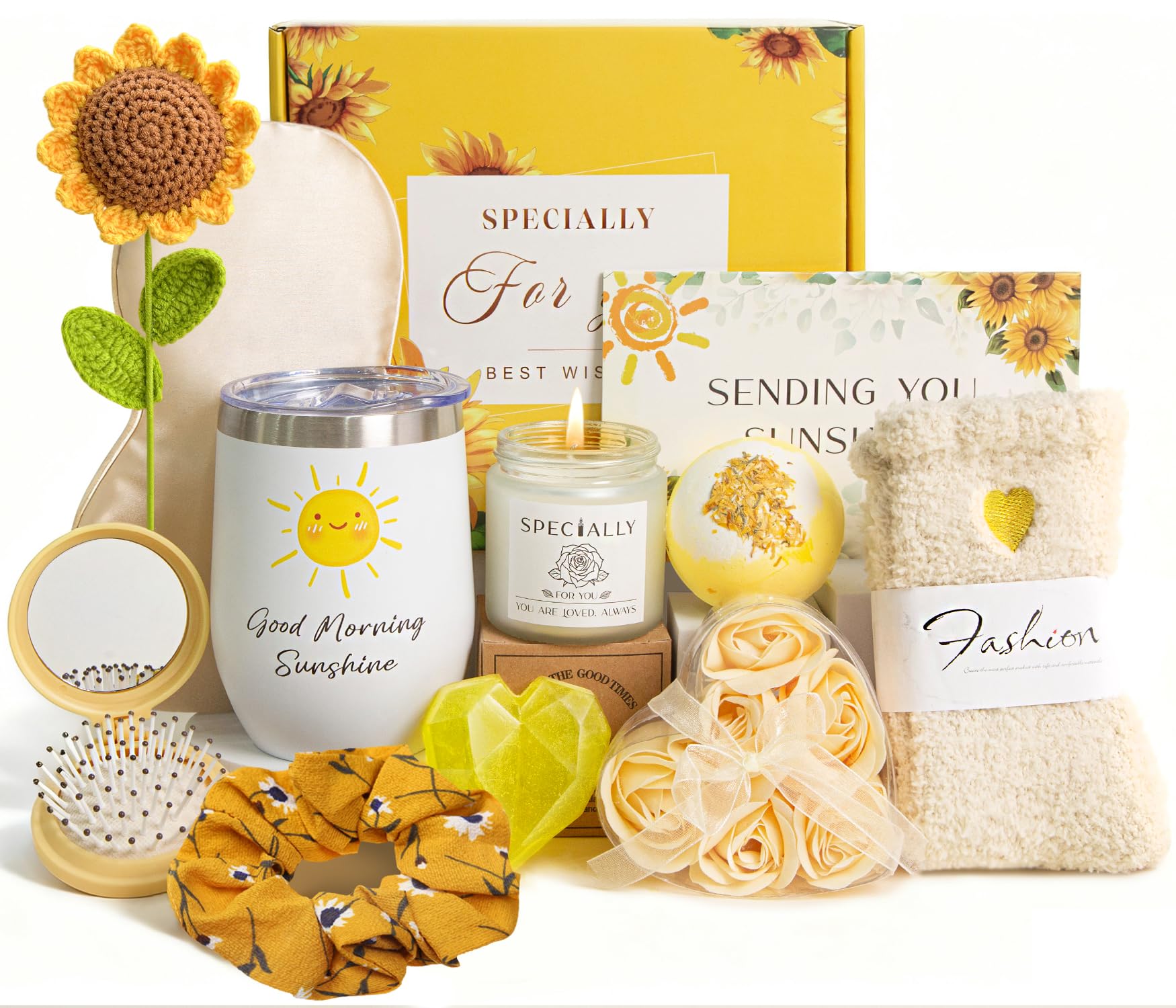 Geschenke für Frauen, 12-teiliges Geburtstagsgeschenk für Frauen, Geschenkset frauen, Weihnachtsgeschenke, Wellness-Geschenke, Entspannungsgeschenke für Sie, Mama, Oma,Freundin, Schwester(Sonnenblume)