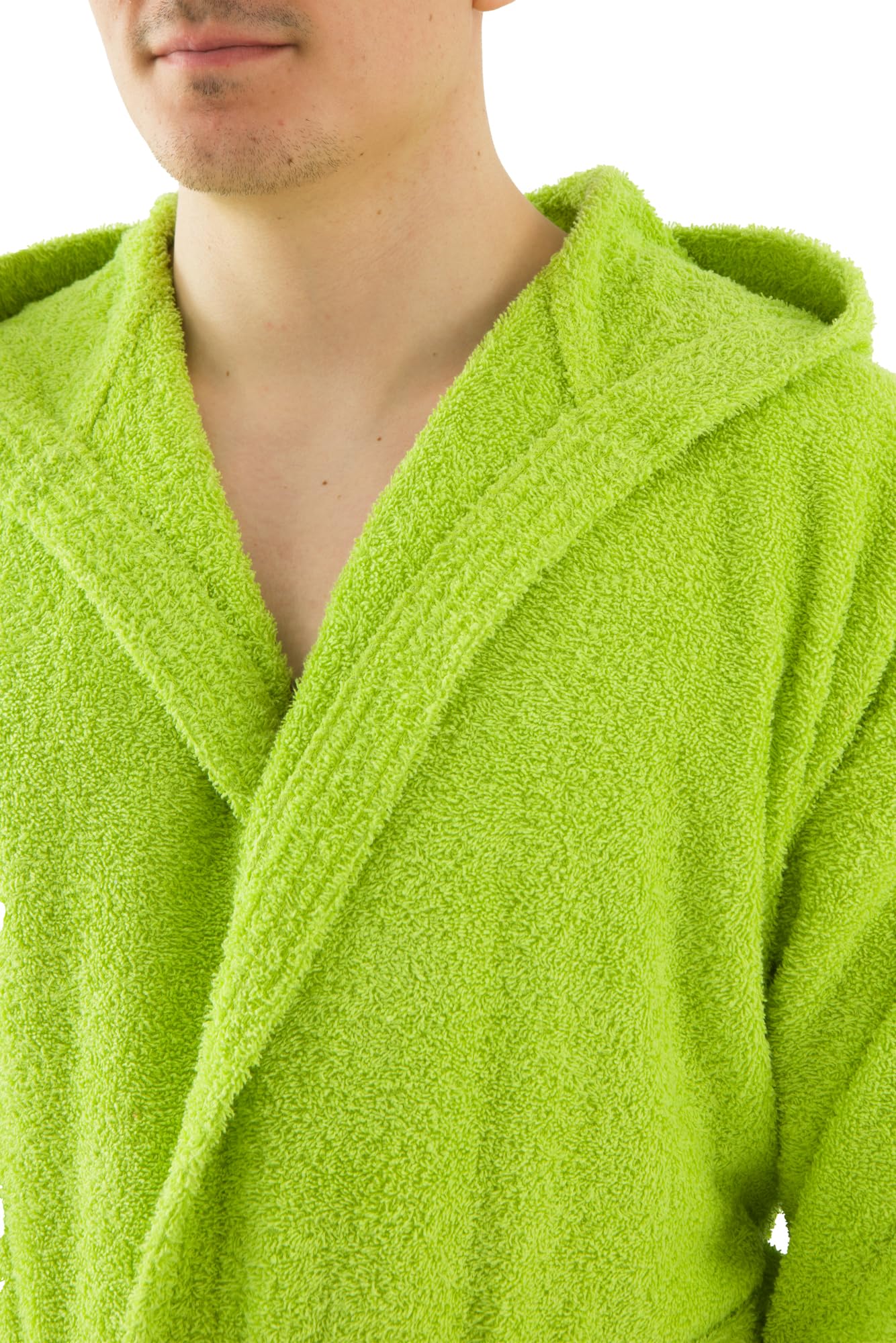 Top Towel - Elegancki - Szlafrok damski i męski 100% bawełna, 500 g/m² - Opcja z kapturem lub bez kaptura - Miękki i chłonny do prysznica, spa i basenu, limonka, XXL