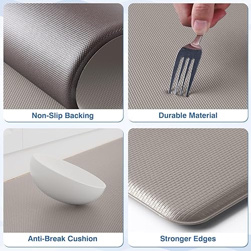 Miniatura 3 de StepRite Tapetes de cocina, 2 tapetes acolchados, antifatiga, para piso, de escritorio, antideslizante, impermeables, oficina, alfombras de 17.3 x