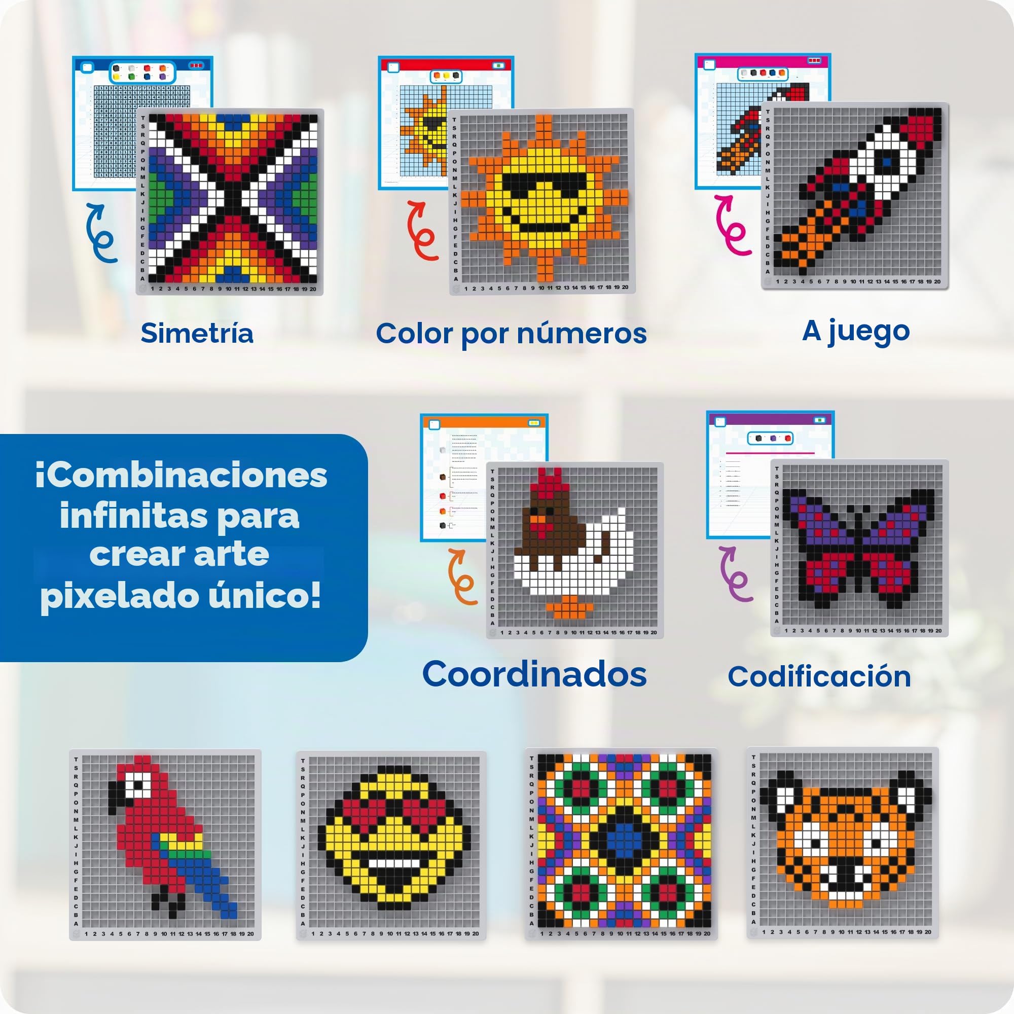 Learning Resources Stem Explorers Pixel Art Pro Juego Creativo con 750 Cubos para niños Desde 5 años