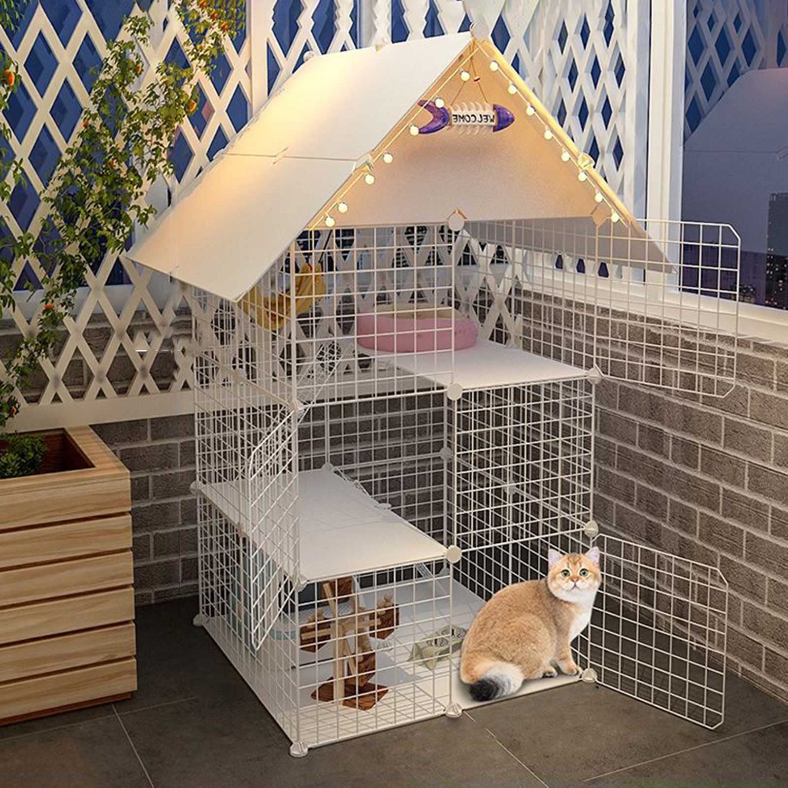 Parc à chat extérieur pour le jardin et cage spacieuse avec hamac confortable