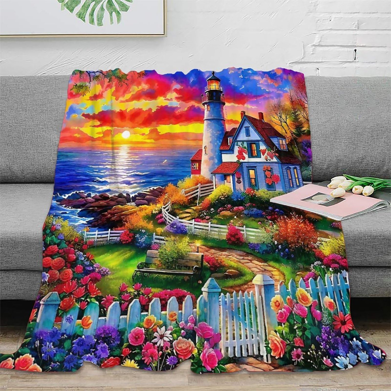 Couverture phare 3D peluche douce idée cadeau originale pour canapé