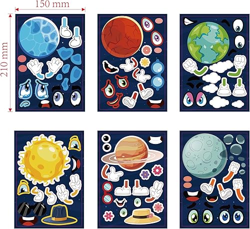 Miniatura 8 de 24 hojas de calcomanías de animales marinos para hacer una cara, calcomanías para niños pequeños con tiburón, medusa, cangrejo ermitaño, tortuga,