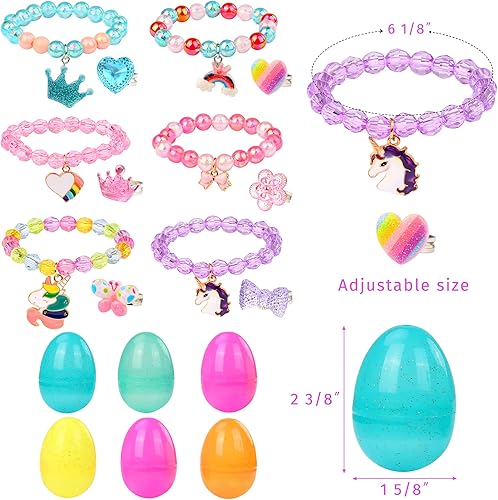 Vista 4 de Aiolpy Pulsera de unicornio para niñas, joyería infantil, joyería de unicornio personalizada, regalo personalizado, pulsera elástica brillante