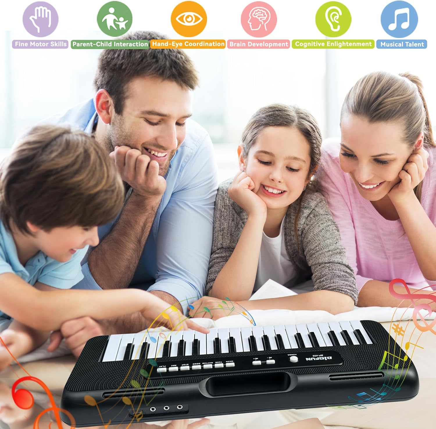 37 Keys Piano for Kids Age 3-6, Kids Piano Keyboard with Microphone Portable Beginners Musical Piano Learning Educational Christmas Birthday Gift Toys for 3 4 5 6 Years Old Girls Boys (Black)