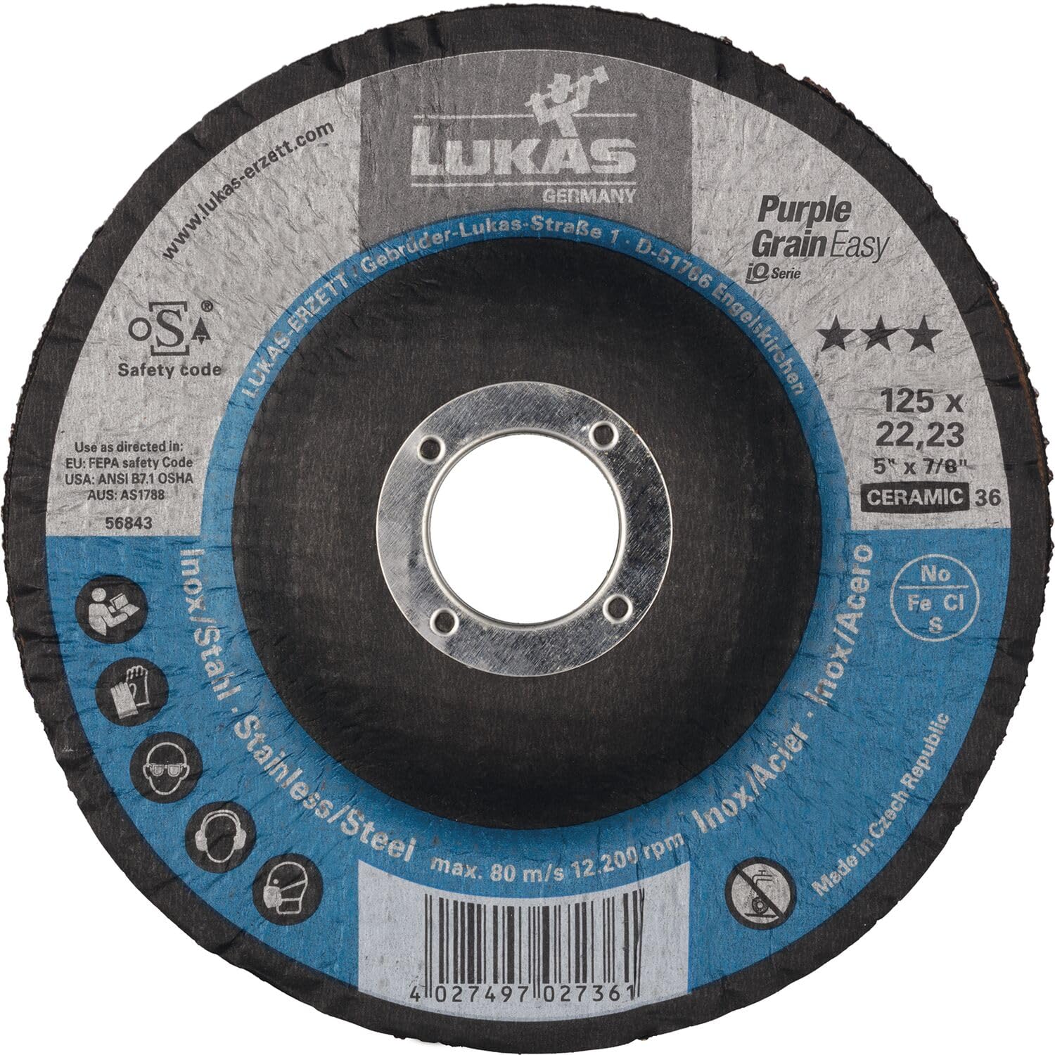 Lukas Schleifscheibe 125 mm Purple Grain Easy für Hartmetall - Korn 36 Inhalt: 10 Stück