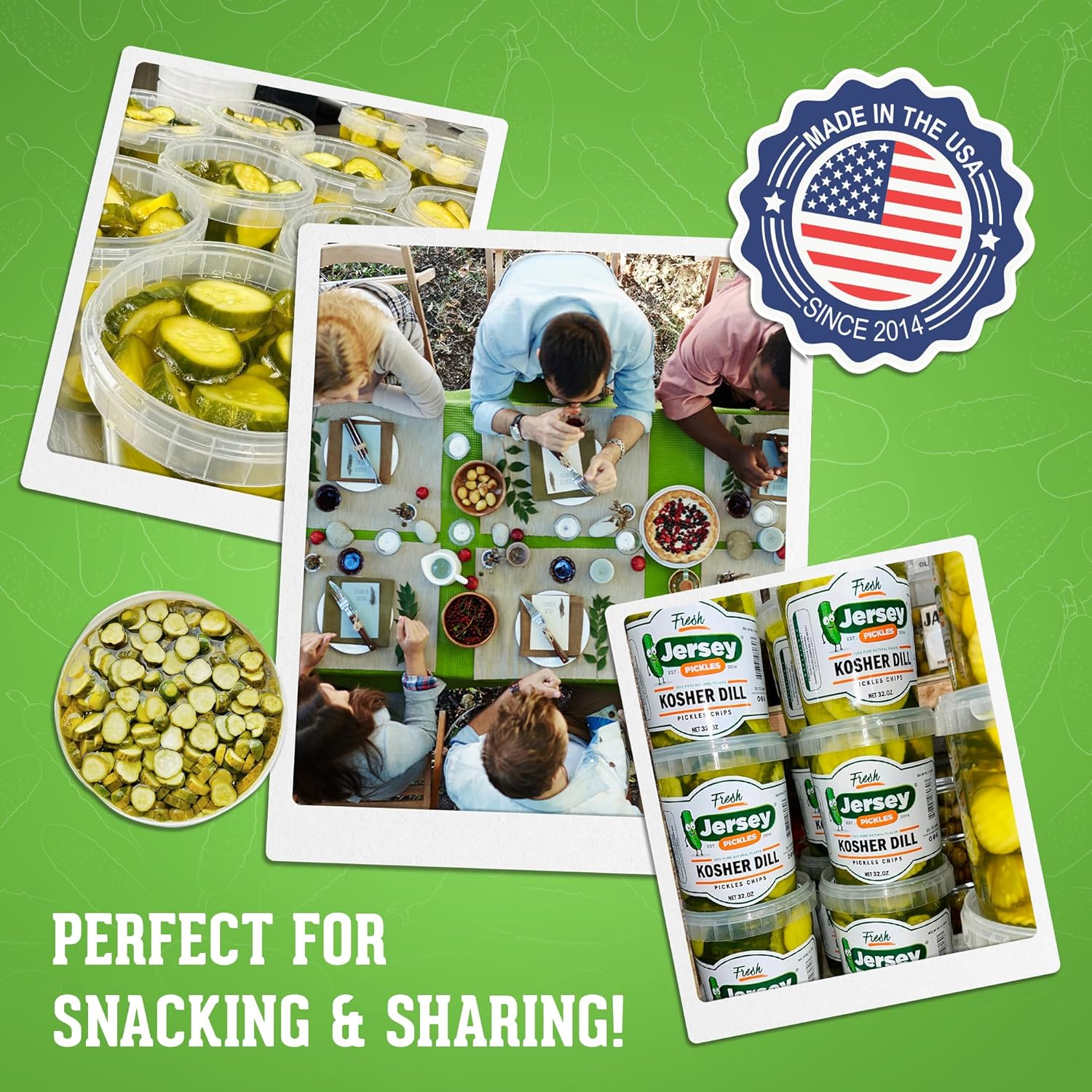 Jersey Pickles - Kosher Dill Chips (Gallon) - Fresh, Keto-Friendly, and Perfect for Snacks, Sandwiches, or Salads – The perfect Pickle Jars Cornichon for Families or Gatherings