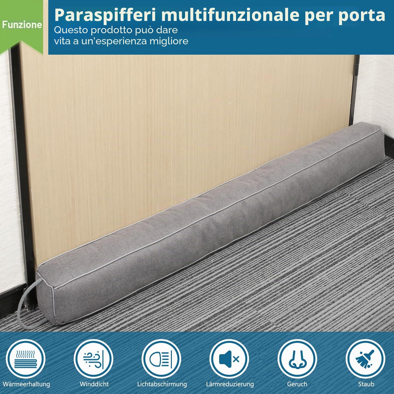 HooTown Paraspifferi per porte, 107 cm, pesante, paraspifferi per porte, paraspifferi, paraspifferi, paraspifferi, paraspifferi per porte, porte, finestre, grigio