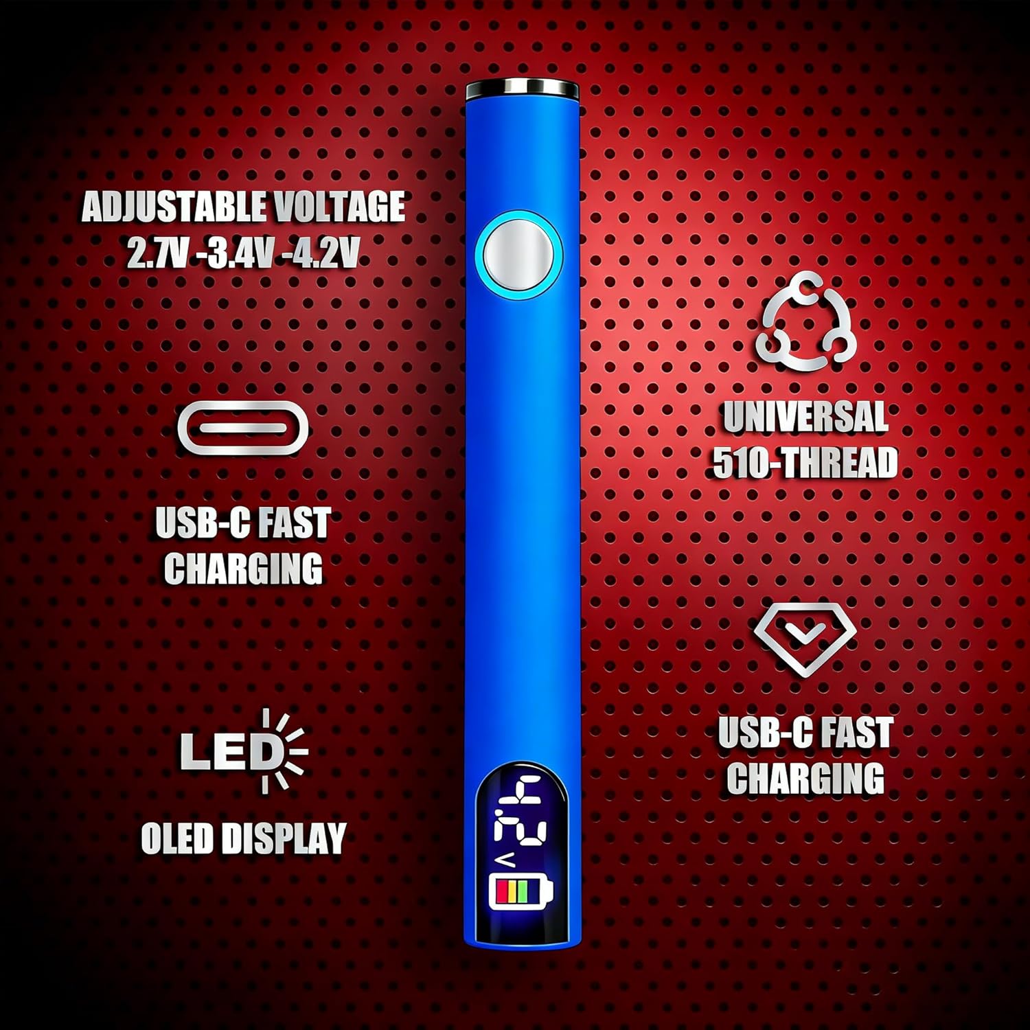 510 Thread Soldering Pen, Portable Rechargeable Wire Soldering Pen Set With Led Display, Suitable for Appliance Repair, Electronic Component Repair and Diy (Blue)