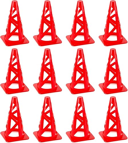 Crown Sporting Goods 9" Collapsible High Hat Sport Cone Markers for IndoorOutdoor Agility Training