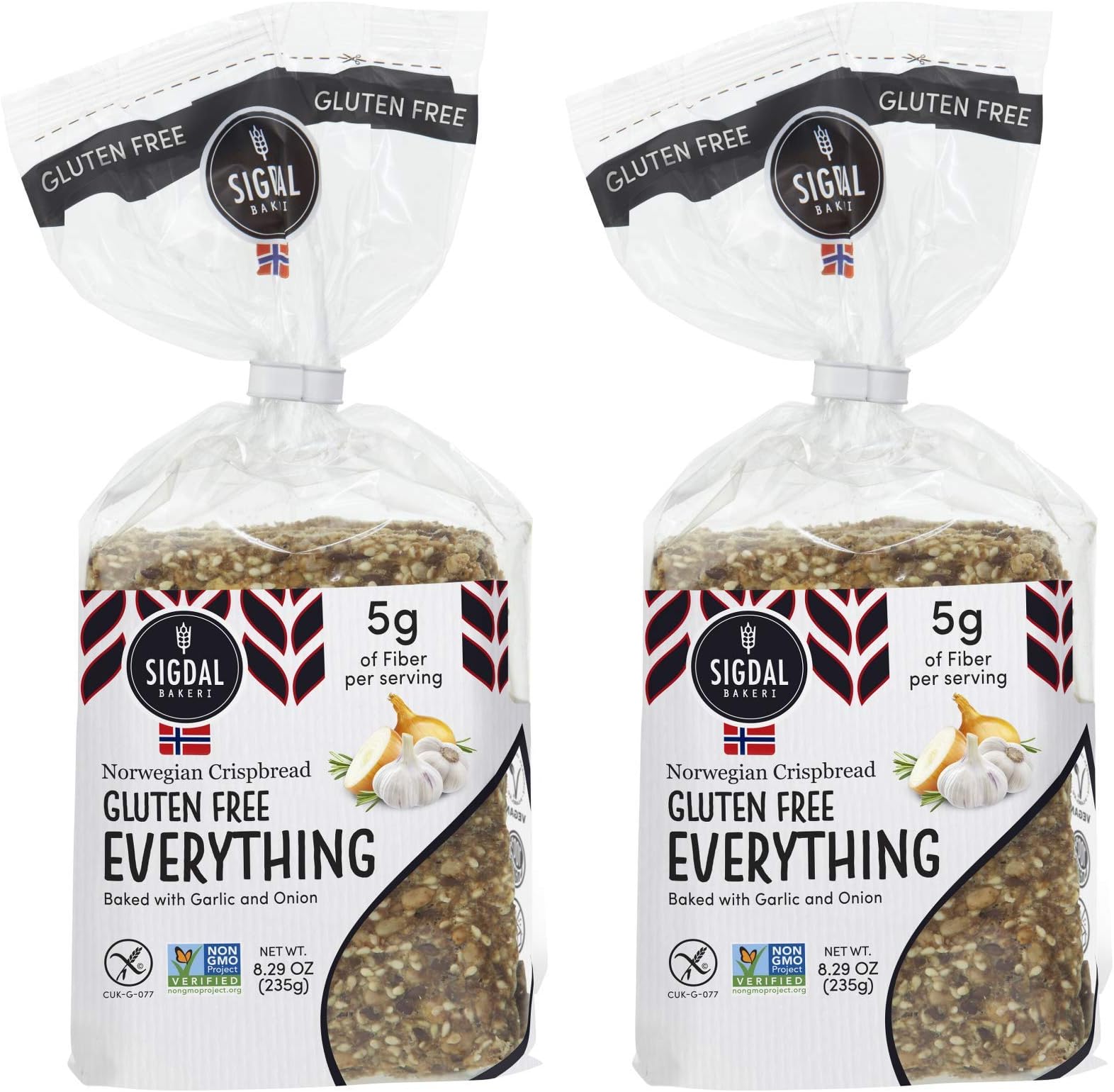 Bakeri All Natural Norwegian Crispbread, 8.29 Ounce - Non GMO, Vegan, Sugar Free, High Fiber, Low Carbs, High Protein, Wholegrain Snack Crackers With Up To 46% Seeds (Gluten Free Everything, 2 Pack)