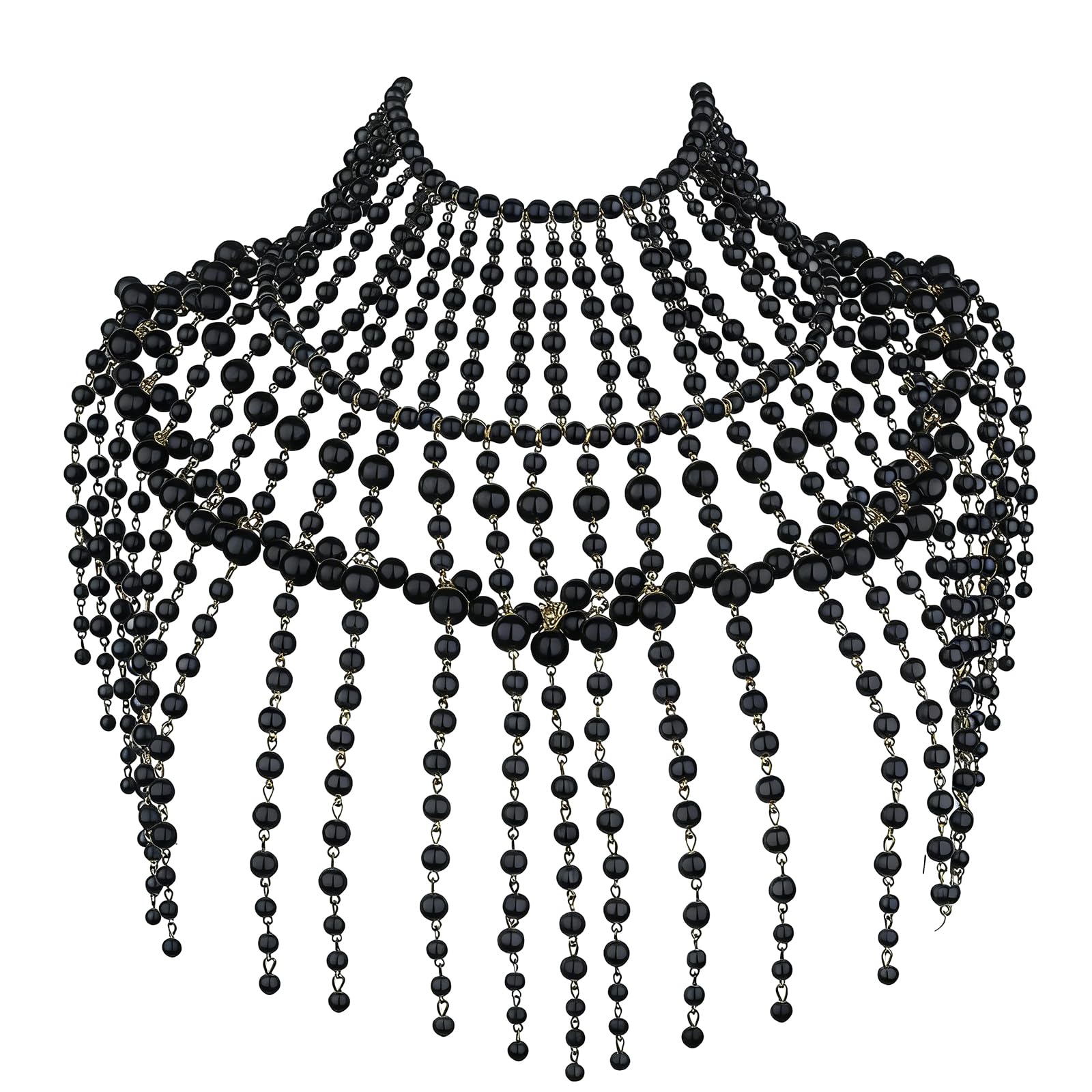 oringnat Layered Jewelry Shoulder Body Chain Harness Pearl Beaded Necklace Collar