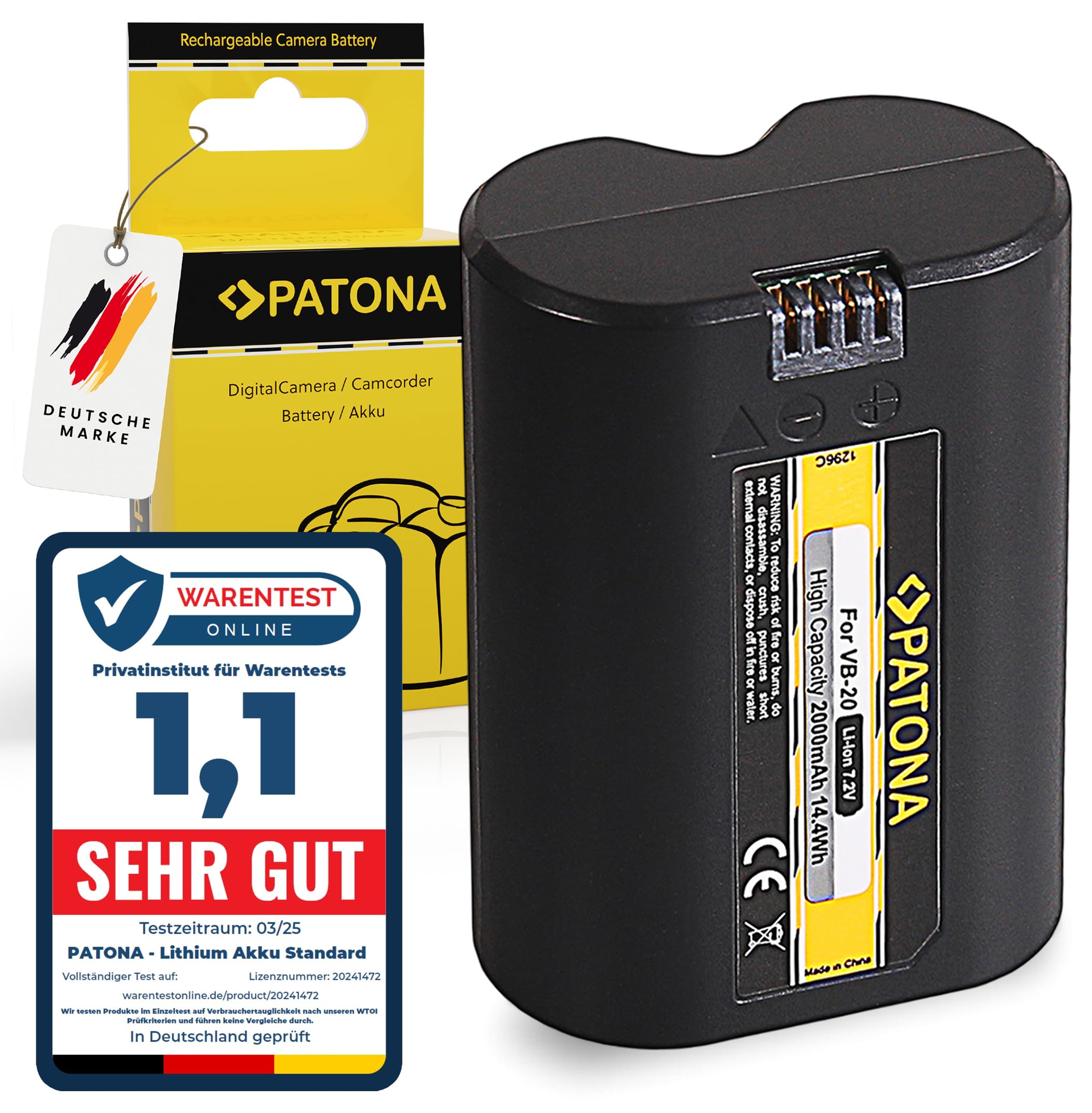 PATONA Batterie VB20 Compatible avec Godox V350S / C/N/O/F Speedlite Flash