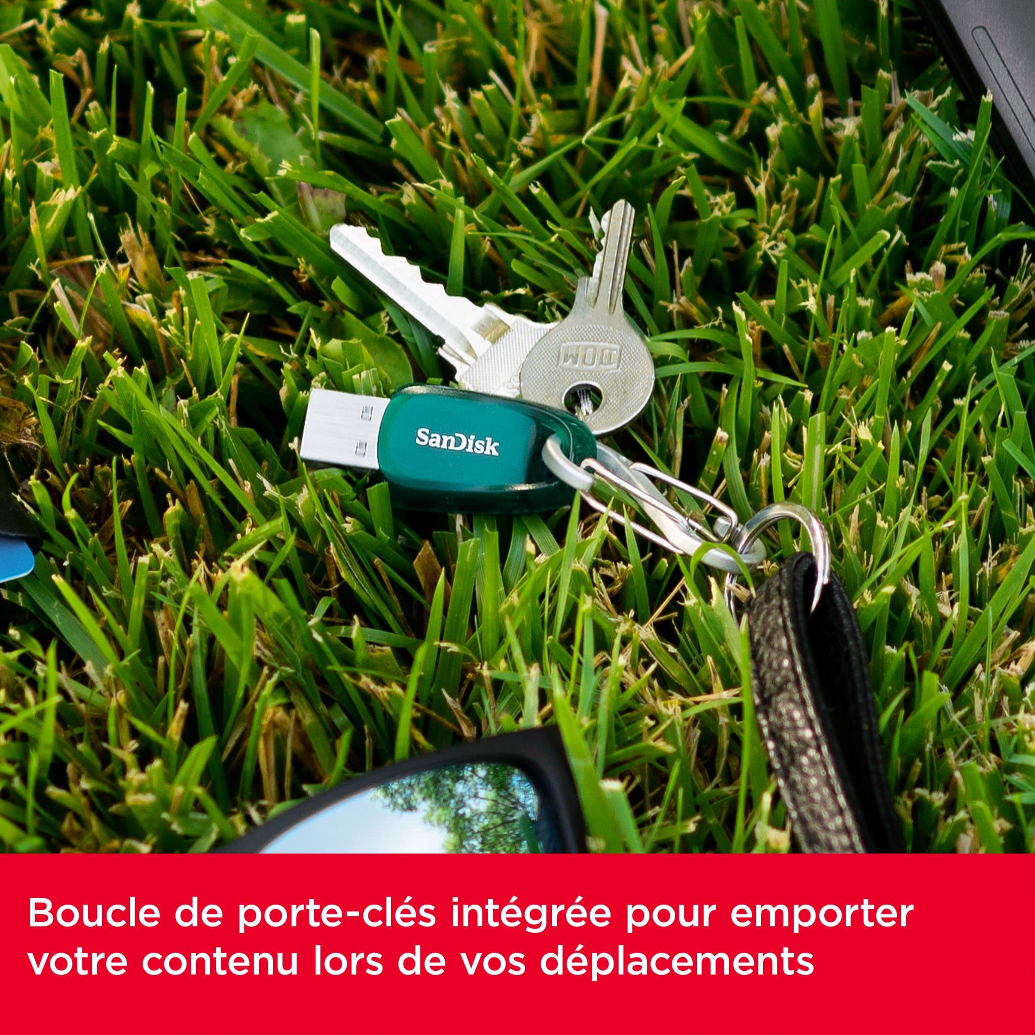 SanDisk Ultra Eco 512 Go clé USB 3.2 avec vitesse de lecture allant jusqu’à 100 Mo/s. Une clé USB fabriquée avec plus de 70 % de plastique recyclé