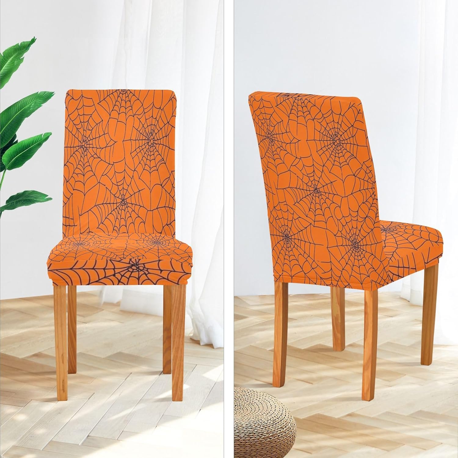 ALAZA Chair Covers for Dining Room, Spider Web Stretch Chair Cover Sets Chair Protector Removable Washable for Ktichen Restaurant Hotel