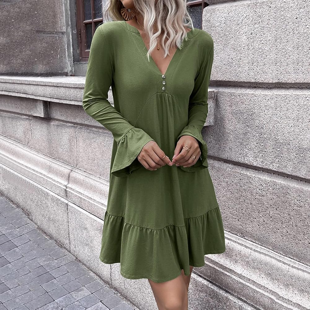 fitted lace wedding dress Hotexy Women's Long Sleeve Maxi Dress Cotton Square Neck Casual Slim Solid  Fall Winter Flowy Long Dresses with Pockets,A Army Green,X-Small at Amazon  Women's Clothing store