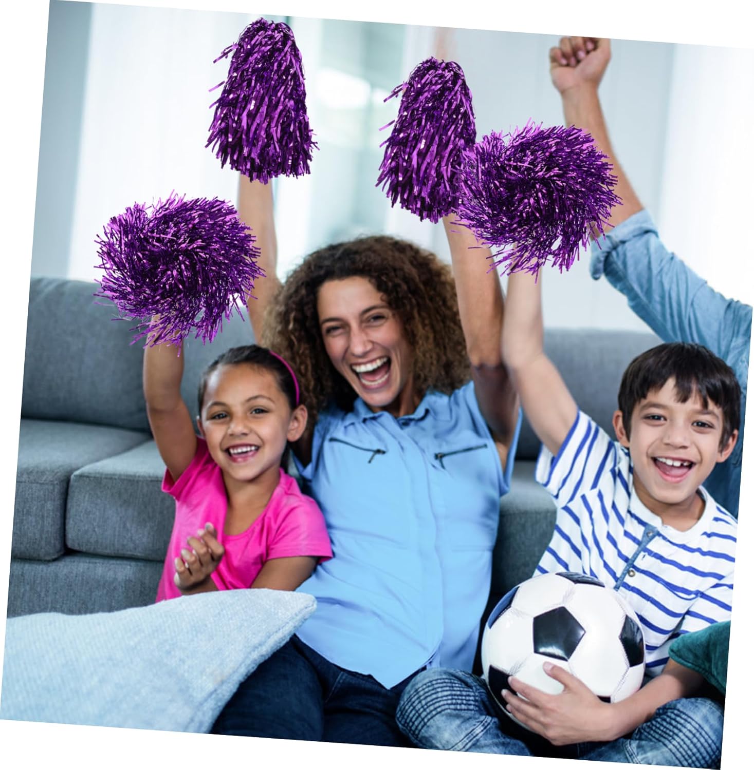 DECHOUS 16pcs Reusable Cheerleading Pompoms in Craft Pom Poms for Parties Cheerleader Accessories