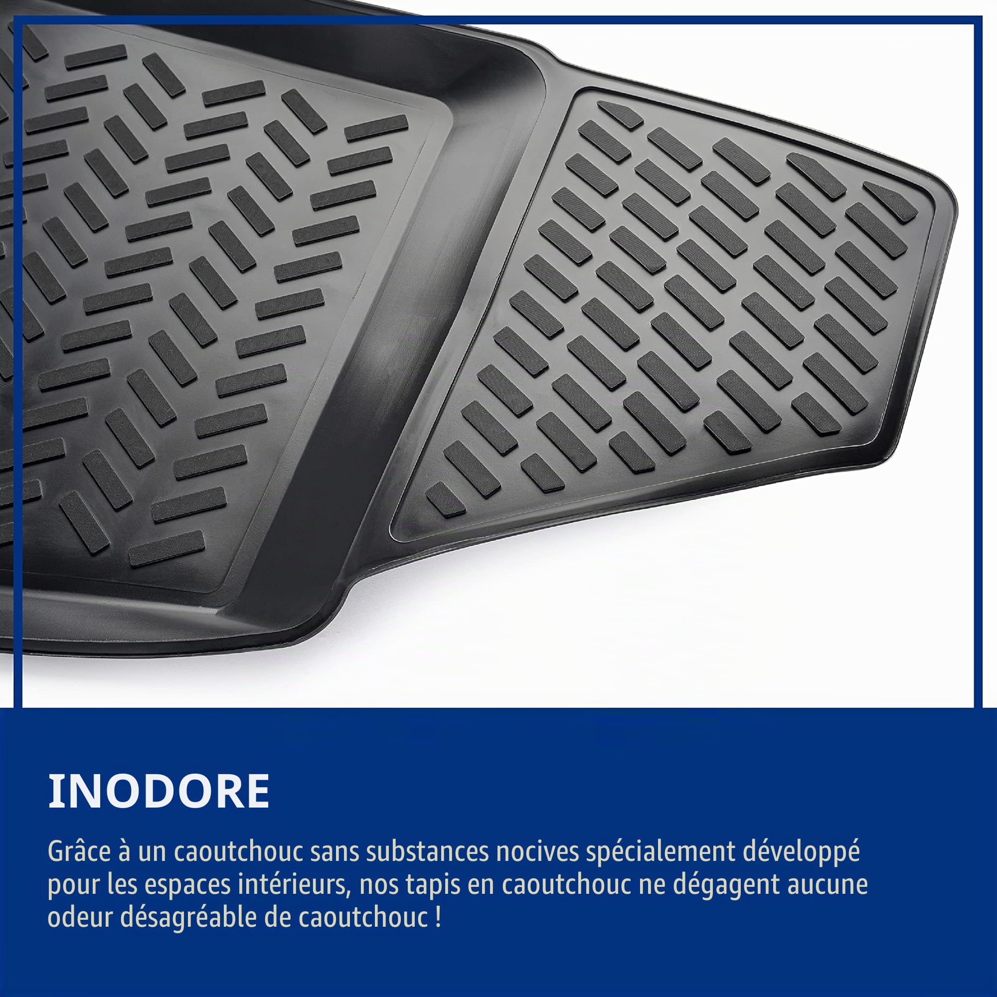 Lot de tapis en caoutchouc design 3D, pour Renault Captur, à partir de 2020, bord extra haut de 5 cm