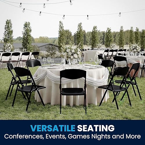 Miniatura 2 de Flash Furniture HERCULES Series - Silla plegable de plástico negro resistente de 500 libras con soportes integrados