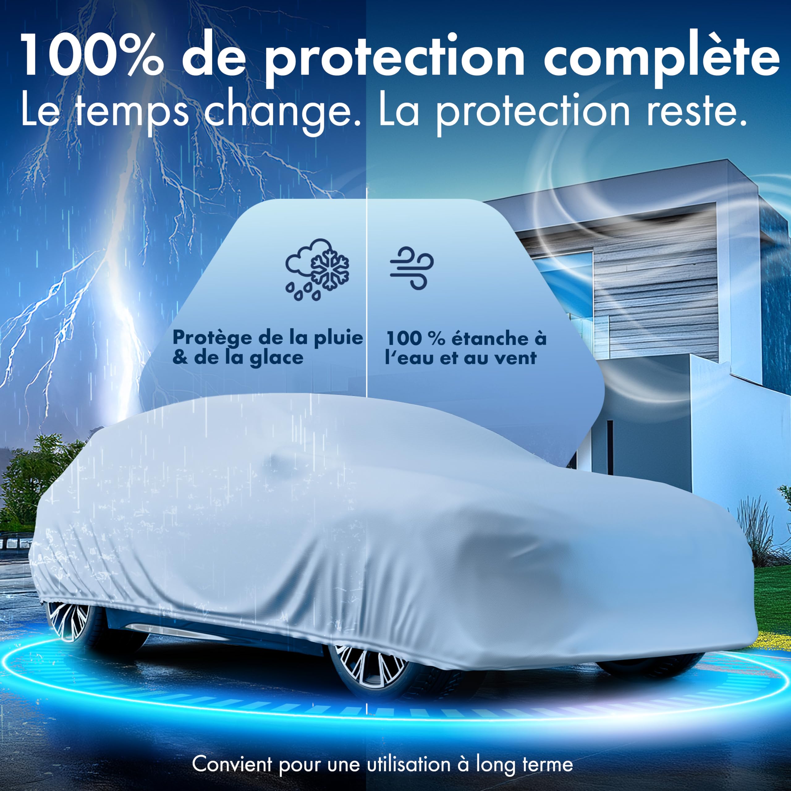 Walser Afdekzeil voor de auto, all-weather, waterdichte autohoes, 100% weerbestendig, halve garage, voor buiten, maat 2, zwart