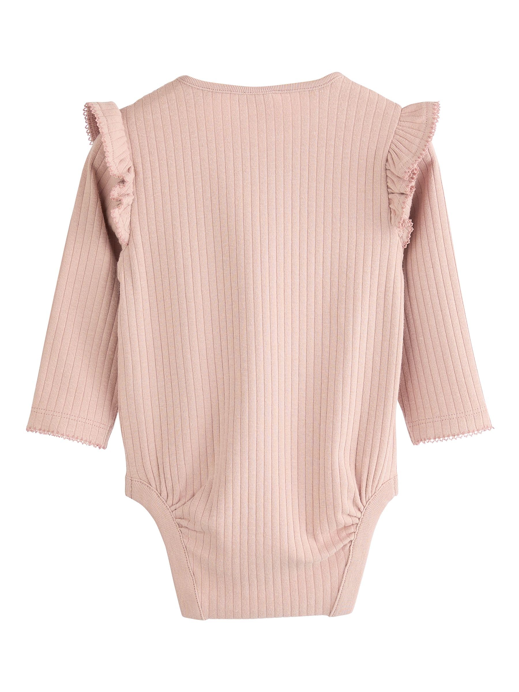 NEXT Bambina Confezione da 4 body a maniche lunghe con volant da neonati | Neonato, Standard, Button, Lavabile in lavatrice