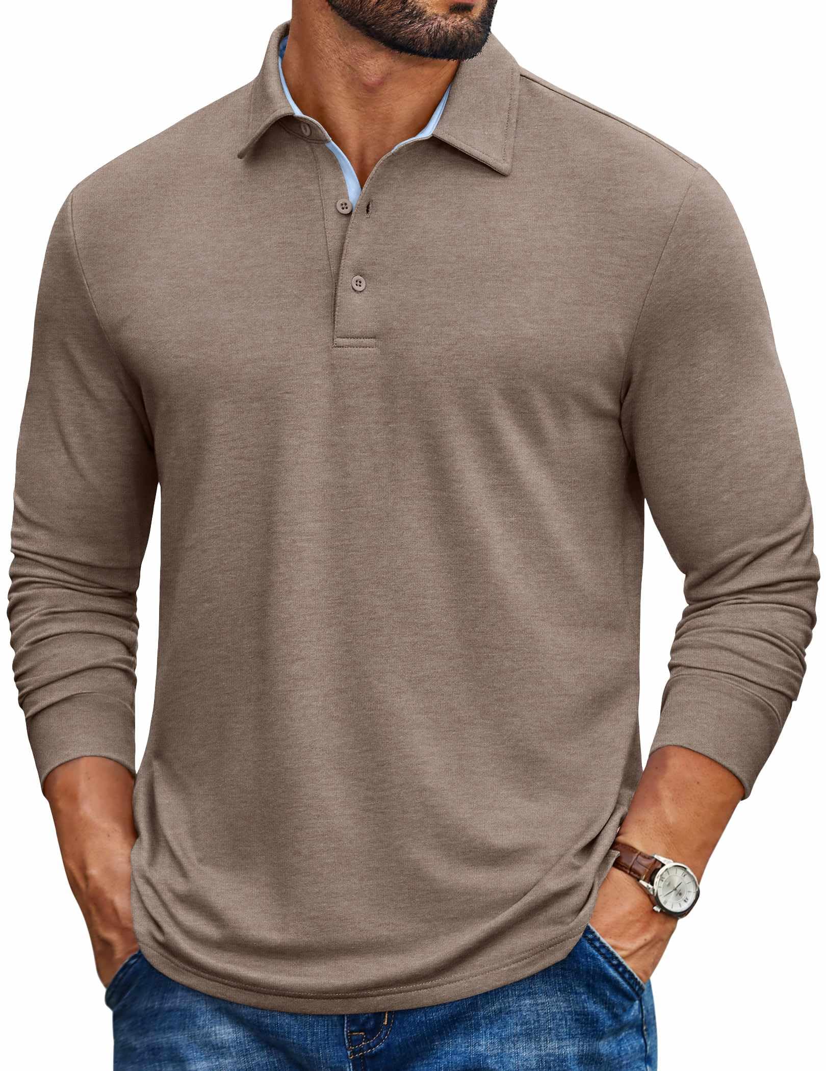COOFANDY Mens Long Sleeve Polo Shirt Casual Polo Tshirt Collared Golf Shirt | Casual Polo…