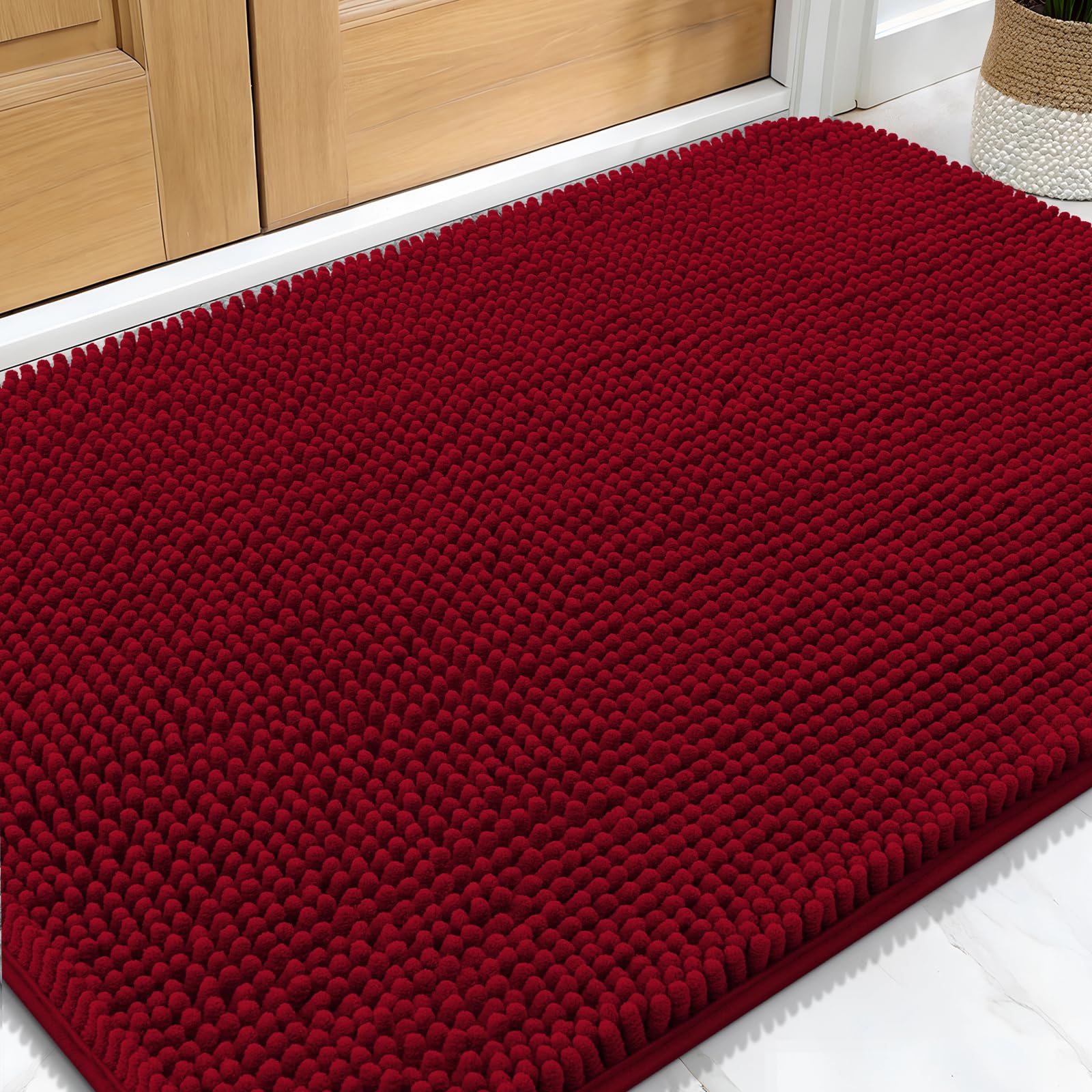 OLANLY Dog Door Mat for Muddy Paws 34x21, Super Absorbent Chenille Mud Mat — image 1