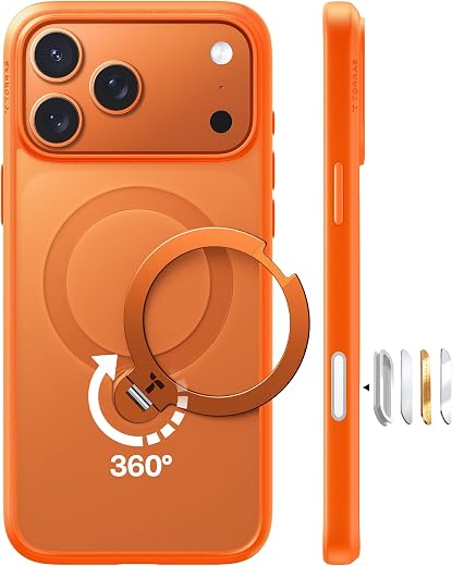 TORRAS Ostand Q3 Spin Case for iPhone 17 Pro Max with 360 Magnetic Stand, 4X Military Grade Shockproof Cover Compatible wi...