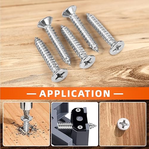 Miniatura 5 de Tornillos de chapa de cabeza plana #14 x 3" Phillips Drive Tornillos para madera, autoroscantes, acero inoxidable 18-8 (304), 25 unidades