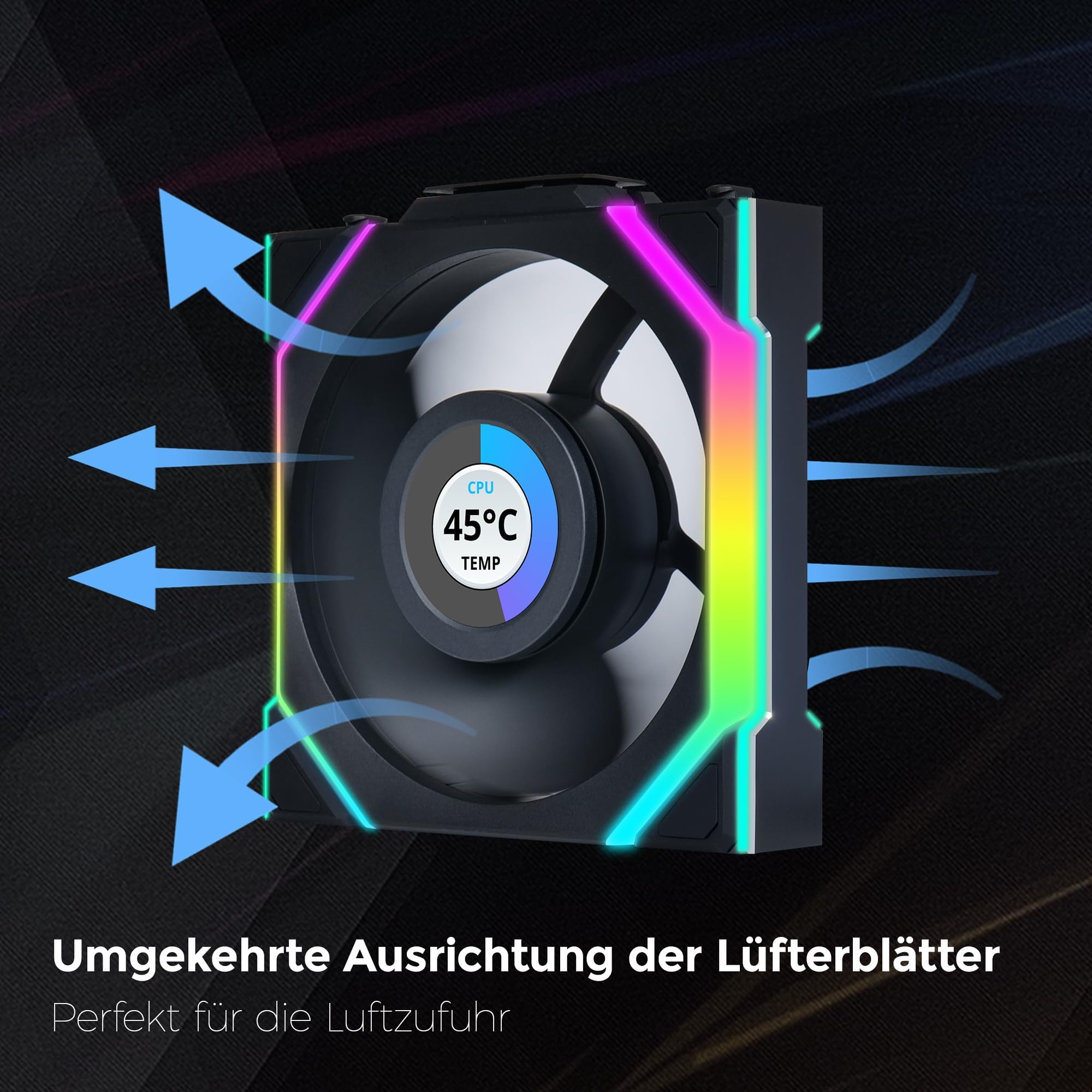 Lian Li UNI FAN SL Wireless LCD Lüfter, ARGB, PWM - Reverse Blade, 120 mm, schwarz