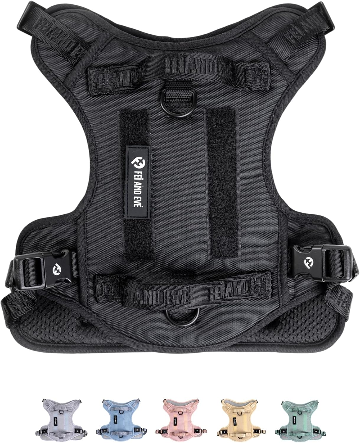 2026 New Edition, Fei & Eve Classic Dog Harness – Quick-Release Buckles | 3-Point No-Pull Control | Heavy-Duty 900D Nylon | Dual Safety Handles | Breathable Mesh | Adjustable Fit | Medium,Black
